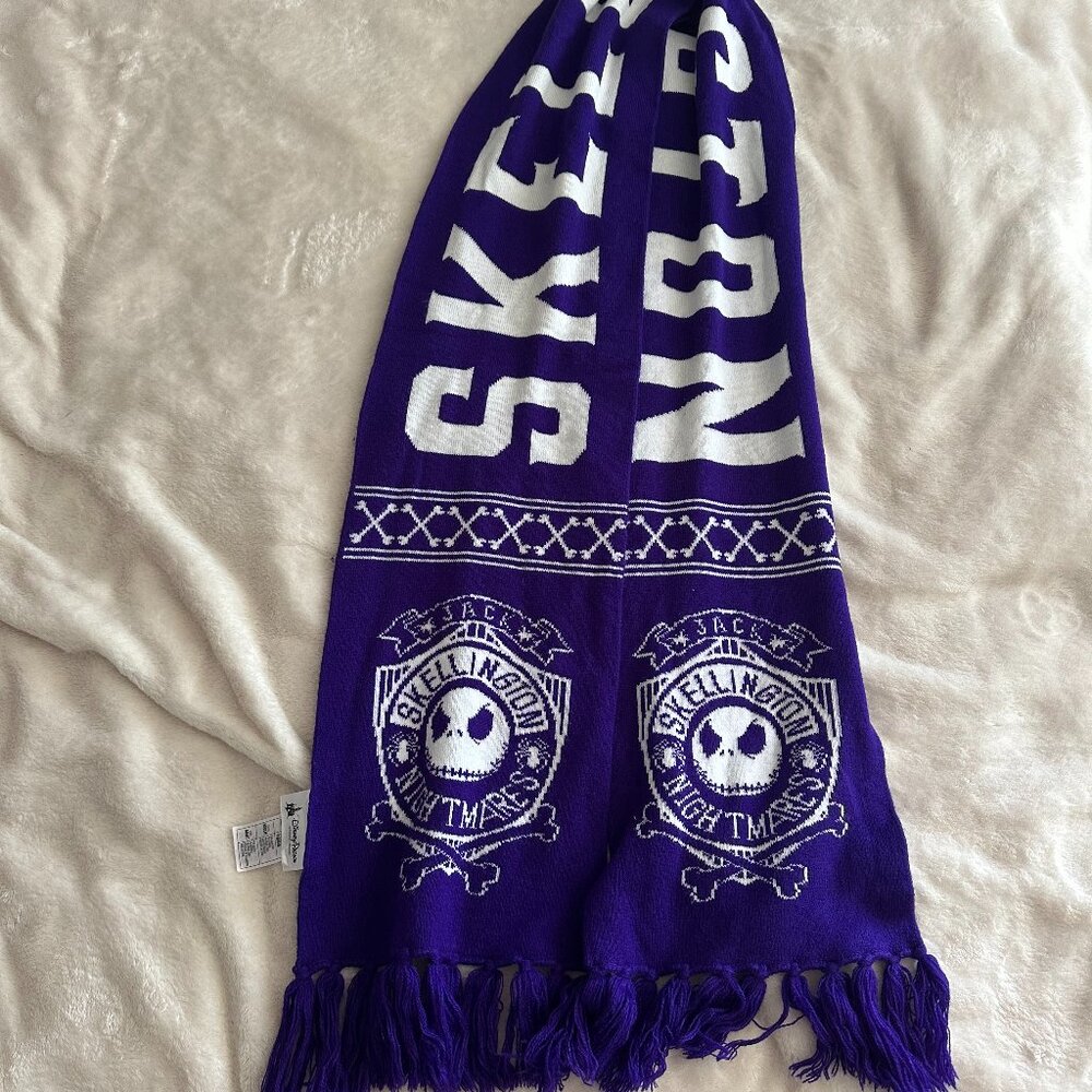 Disney Parks Nightmare Before Christmas Jack Skellington Purple Knit Scarf Adult